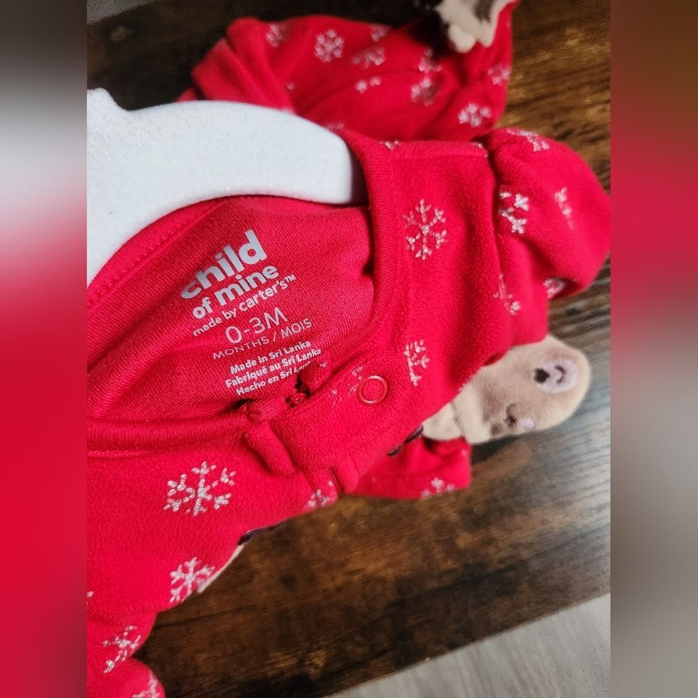 Baby Girl Red Footed zip up Reindeer Sleeper size‎ 0-3 months - Picture 4 of 4